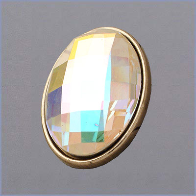 Dreamtime Crystal 3817 Oval Button with Metal Frame Crystal AB / Silver 16x11mm